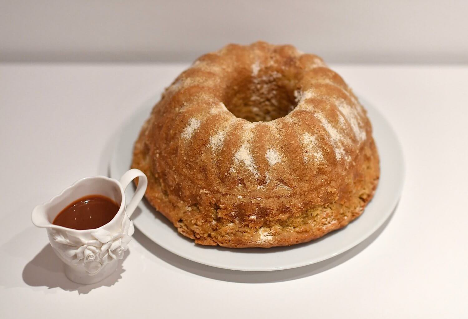 Cinnamon Doughnut Cake with Whiskey Fudge Sauce Cinnamon Doughnut Cake with Whiskey Fudge Sauce