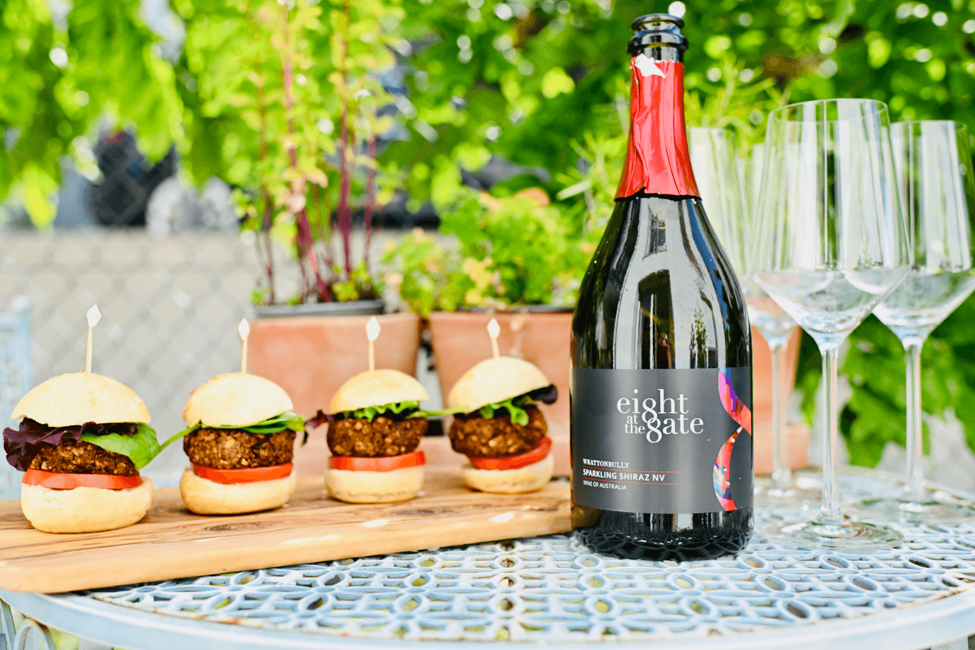 The New Apero Riche - Australian Sparkling Red & Mini Vegan Burgers